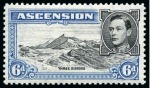 Stamp of Ascension » King George VI 1938-53 6d Black & Pale Blue perf.13 showing variety "boulder flaw", mint