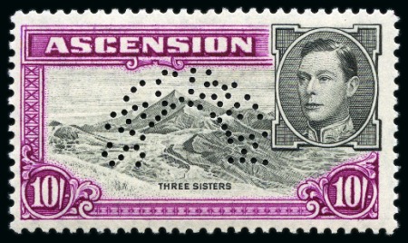 Stamp of Ascension » King George VI 1938-53 1/2d to 10s mint nh set of 13 with SPECIMEN perfins