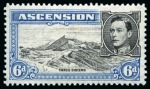 Stamp of Ascension » King George VI 1938-53 6d Black & Blue perf.13 mint hr showing variety "boulder flaw"