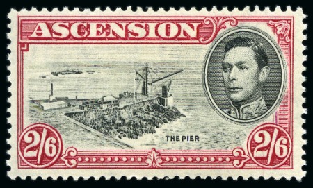 Stamp of Ascension » King George VI 1938-53 2s6d Black & Deep Carmine perf.13 1/2 showing variety "Davit flaw", mint lh