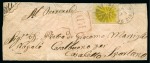 Stamp of Brazil » 1850-66 Upright Figures 1868 (March 23). Small envelope (part of the upper back flap missing) from Rio de Janeiro to Casaletto Spartano, Italy, franked at double rate with 1861 430r. yellow