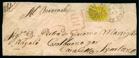 Stamp of Brazil » 1850-66 Upright Figures 1868 (March 23). Small envelope (part of the upper back flap missing) from Rio de Janeiro to Casaletto Spartano, Italy, franked at double rate with 1861 430r. yellow