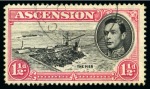 Stamp of Ascension » King George VI 1938-53 1 1/2d Black & Rose-Carmine perf.14 showing variety "Davit flaw", used