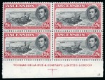Stamp of Ascension » King George VI 1938-53 2s6d Black & Deep Carmine perf.13 in mint nh lower marginal block of 4