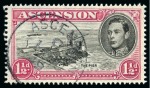 Stamp of Ascension » King George VI 1938-53 1 1/2d Black & Carmine perf.14 showing variety "Davit flaw", used