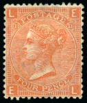 Stamp of Great Britain » Collections 1841-81, Group on a stockcard incl. unused 1867-80 6d mauve pl.8