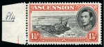 Stamp of Ascension » King George VI 1938-53 1 1/2d Black & Vermilion perf.14 showing variety "Davit flaw" mint nh left marginal single