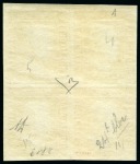 Stamp of Italian States » Sicily 1859, 1/2 gr. arancio, I tavola, carta di Palermo, blocco di quattro, pos. 4-5/14-15 e bordo di foglio in alto