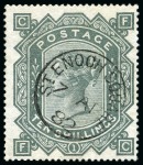 Stamp of Great Britain » 1855-1900 Surface Printed » 1867-83 High Values 1867-83 10s Greenish Grey on white paper, wmk MC, with crisp and central St. Enoch Square cds