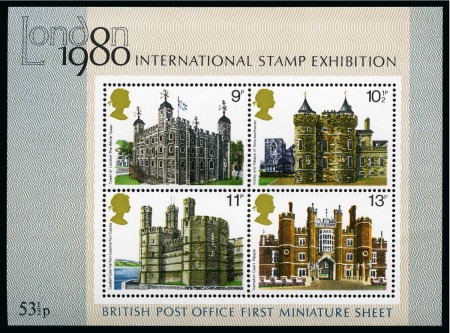 Stamp of Great Britain » Queen Elizabeth II 1980 London International Stamp Exhibition souvenir sheet with error RED OMITTED