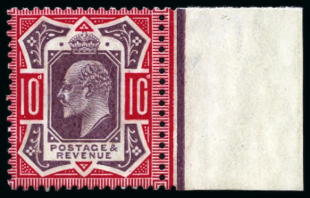 Stamp of Great Britain » King Edward VII » 1902-10 De La Rue Issues 1902-10 De La Rue 10d slate-purple & deep (glossy carmine) in mint nh right marginal single