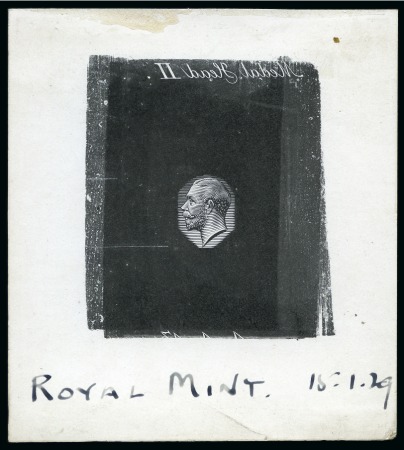 Stamp of Great Britain » King George V » 1924-36 Issues 1929 PUC small medal head die proof in black on glazed paper pulled in preparation for the 1929 PUC low values