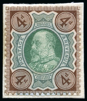 Stamp of Great Britain » King Edward VII » 1902-10 De La Rue Issues 1901 3d Composite “paste-up” essay of the Victorian Jubilee 4d with a lithographed quarter portrait of King Edward VII mounted inserted