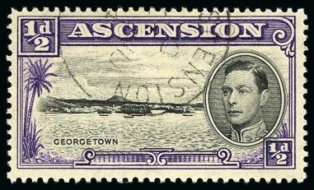 Stamp of Ascension » King George VI 1938-53 1/2d Black & Violet showing variety "long centre bar to E", used