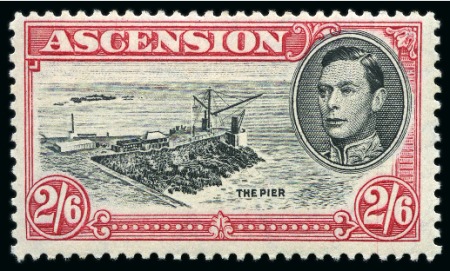Stamp of Ascension » King George VI 1938-53 2s6d Black & Deep Carmine perf.13 showing variety "Davit flaw", mint lh