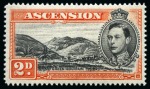 Stamp of Ascension » King George VI 1938-53 2d Black & Red-Orange perf.14 showing variety "mountaineer flaw", mint nh