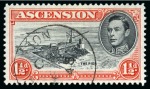 Stamp of Ascension » King George VI 1938-53 1 1/2d Black & Vermilion perf.13 1/2 and 13 showing variety "Davit flaw", used