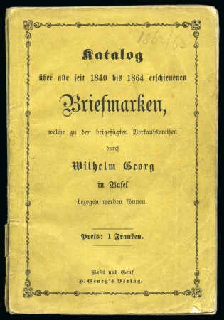 Stamp of Literature 1864, all world stamps catalogue by Wilhelm Georg from Basel
