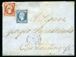 Stamp of Romania » Austrian Levant Post Offices » French Levant Post Offices French Post Office in Sulina. 1859 (Nov 30), folded cover to Constantinople, franked by well margined examples of Empire 20c blue, type I, and 80c carmine-rose