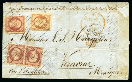 Stamp of France » Empire 1853-1862 1855, MEXIQUE : Lettre de Paris 31 décembre pour Veracruz