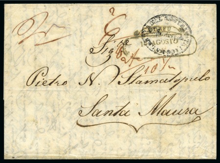 Stamp of Greece » Ionian Islands Zakynthos 1836 Folded disinfected entire from Taganrog to Santa