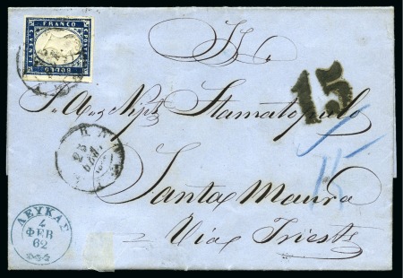 Stamp of Greece » Ionian Islands Kefalonia and Ithaka 1862 (25.1) Folded cover from Livorno via Florence