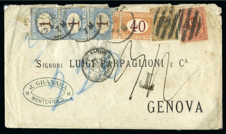 Stamp of Uruguay » Postal History Maritime Mail balance collection of Uruguay. 1846-82, group of transatlantic 44 covers sent to Spain, Italy, Austria and France