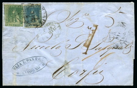 Stamp of Greece » Ionian Islands Korfu and Paxos 1859 (3.12) Folded cover from Tuscany via Malta to