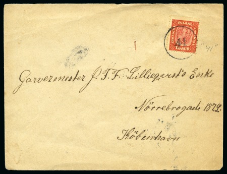 Stamp of Iceland 1909 Envelope to Copenhagen, franked 10 aur red, tied