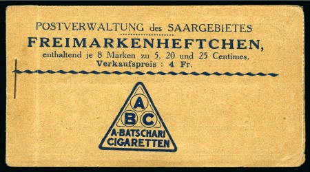 Stamp of Colonies françaises » Sarre 1922, Carnet de Sarre n°1 avec 8 timbres