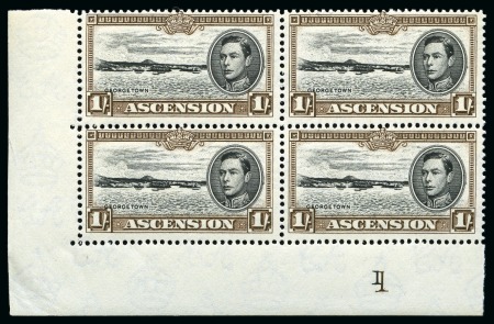 Stamp of Ascension » King George VI 1938-53 Collection of 30 marginal plate blocks from 1/2d to 1s, with the majority from different printings