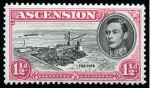 Stamp of Ascension » King George VI 1938-53 1 1/2d Group of three mint showing variety "Davit flaw"