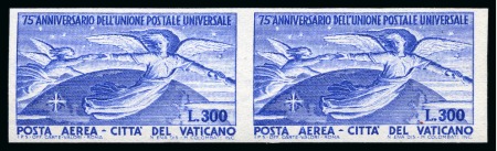 Stamp of Italy » Vatican State 1949, 300 l. oltremare e 1.000 l. verde, due coppie orizzontali non dentellate con gomma integra
