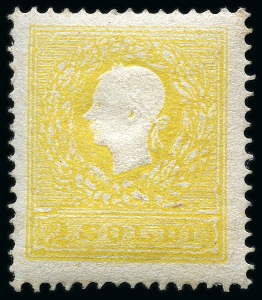 Stamp of Italian States » Lombardy Venetia 1858, 2 s. giallo, secondo tipo, abbastanza ben centrato, nuovo con piena gomma
