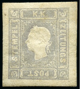 Stamp of Italian States » Lombardy Venetia 1859, Giornali, 1,05 s. violetto grigio, grandi margini e gomma piena