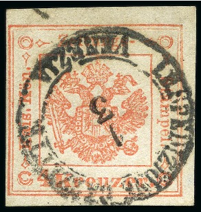 Stamp of Italian States » Lombardy Venetia 1858, Segnatasse per Giornali, 4 kr. rosso smorto