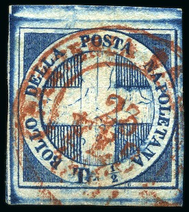 Stamp of Italian States » Naples 1860, 1/2 t. azzurro cupo, ottimamente marginato e