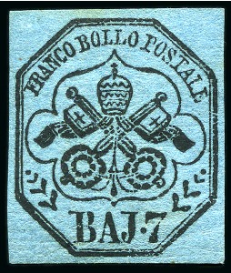 Stamp of Italian States » Papal States 1852, 7 b. azzurro, nuovo con gomma