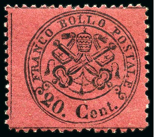 Stamp of Italian States » Papal States 1868, 20 c. rosso bruno scuro, abbastanza ben centrato,
