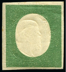 Stamp of Italian States » Sardinia 1854, 5 c. verde oliva scuro, non emesso, ben marginato,