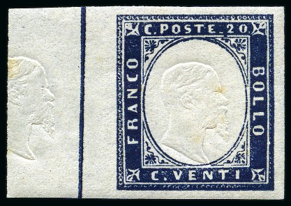 Stamp of Italian States » Sardinia 1862, 20 c. indaco, linea di riquadro verticale nel