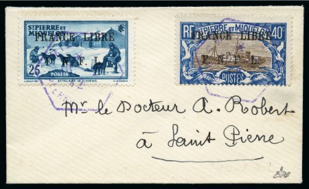 Stamp of Colonies françaises » St. Pierre et Miquelon 1942, Lettre de Miquelon vers Saint-Pierre, affranchissement