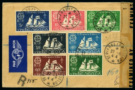 Stamp of Colonies françaises » St. Pierre et Miquelon 1944, Lot de 2 lettres recommandées pour Tel-Aviv