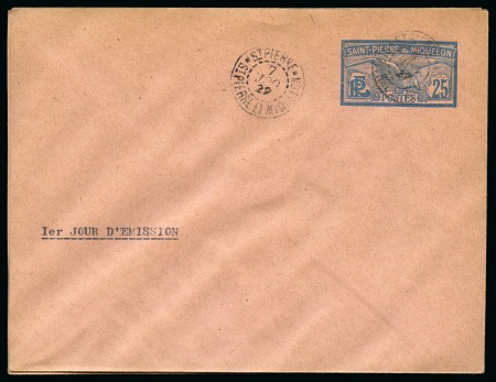 Stamp of Colonies françaises » St. Pierre et Miquelon 1927, Jeu de 2 entiers de type enveloppe Goéland 25c