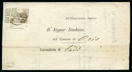 Stamp of Italian States » Sardinia 1861, 2 c. grigio verdastro, frode postale su circolare