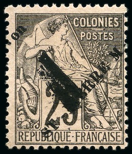 Stamp of Colonies françaises » St. Pierre et Miquelon 1892, Type Alphée Dubois surchargé 1 sur 25c noir