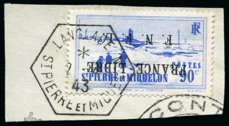 Stamp of Colonies françaises » St. Pierre et Miquelon 1941-42, FRANCE LIBRE n°262A 90c outremer présentant