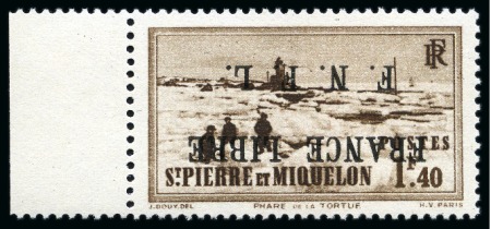 Stamp of Colonies françaises » St. Pierre et Miquelon 1941-42, FRANCE LIBRE n°265A 1 franc 40 brun ** présentant