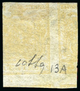 Stamp of Italian States » Lombardy Venetia 1851, 5 c. giallo ocra, al verso la controstampa diritta, ben marginato ed usato 