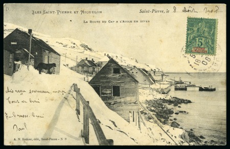 Stamp of Colonies françaises » St. Pierre et Miquelon 1908, Carte postale vers la France avec affranchissement